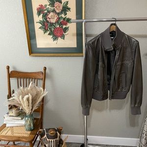BDG Faux Leather Bomber Jacket
